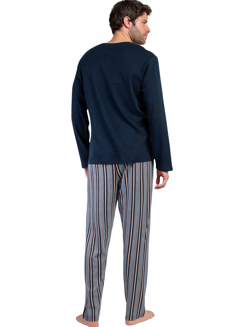 Pigiama a maniche lunghe con patta a punta da uomo ANTONIO MIRO Blu marino - Kiabi
