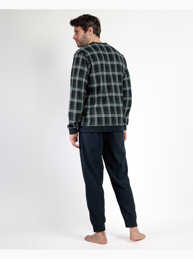 Pigiama a maniche lunghe con patta color smeraldo da uomo ADMAS MAGNIFIC Blu marino - Kiabi