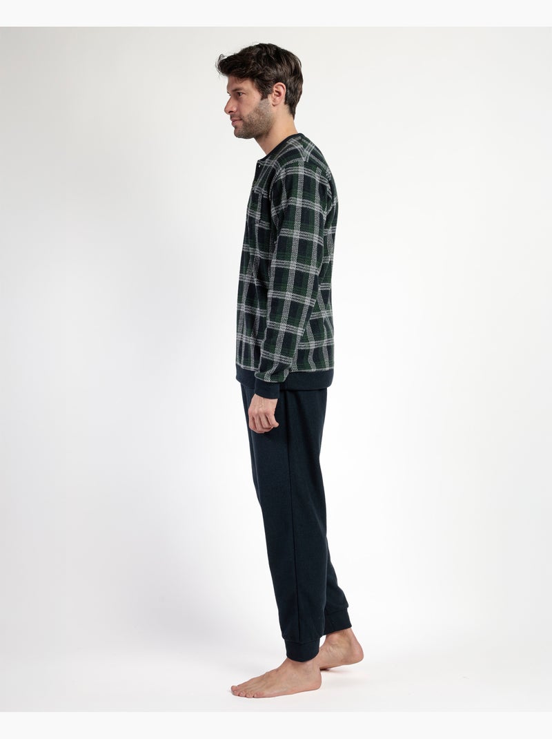 Pigiama a maniche lunghe con patta color smeraldo da uomo ADMAS MAGNIFIC Blu marino - Kiabi