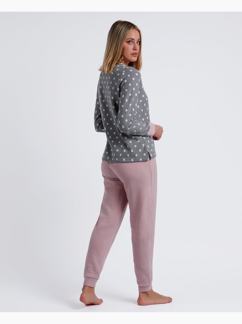 Pigiama a maniche lunghe con pois dolci da donna ADMAS A Grigio melangiato - Kiabi