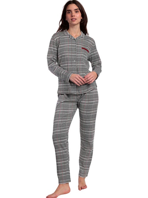 Pigiama a maniche lunghe con schiena scoperta e motivo pied de poule da donna ADMAS - Kiabi Pigiama a maniche lunghe con schiena scoperta e motivo pied de poule da donna ADMAS - Kiabi