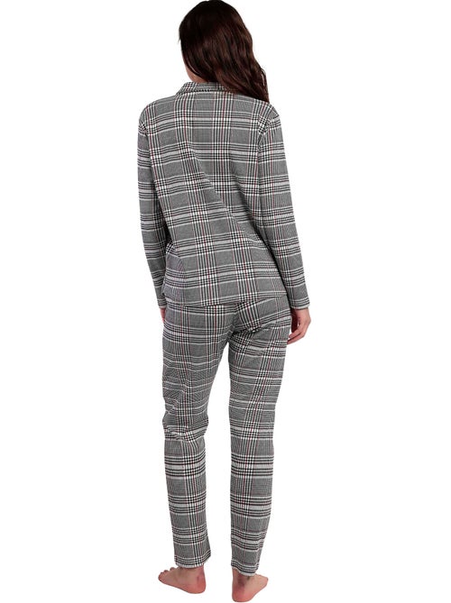 Pigiama a maniche lunghe con schiena scoperta e motivo pied de poule da donna ADMAS - Kiabi Pigiama a maniche lunghe con schiena scoperta e motivo pied de poule da donna ADMAS - Kiabi