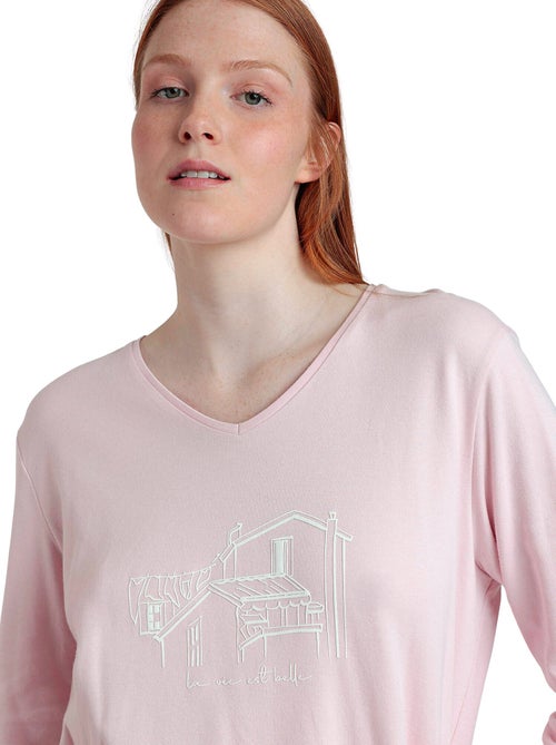 Pigiama a maniche lunghe con scollo a V da donna ADMAS La Vie Est Belle - Kiabi Pigiama a maniche lunghe con scollo a V da donna ADMAS La Vie Est Belle - Kiabi