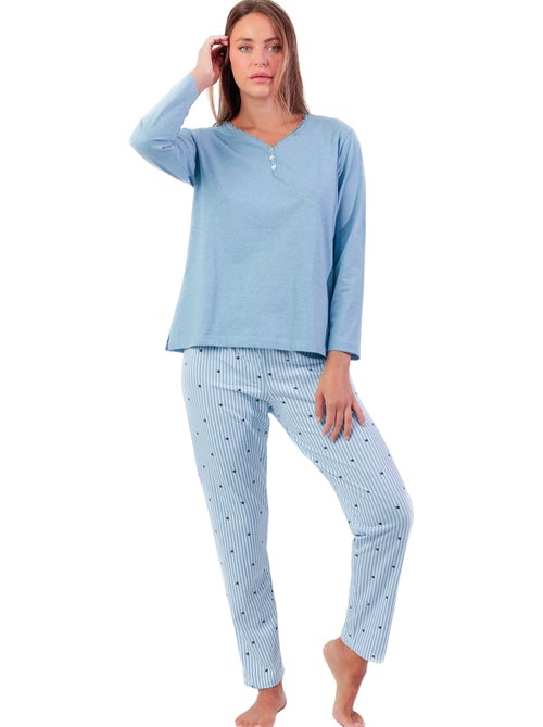 Pigiama a maniche lunghe con stelle e righe da donna ADMAS CLASSIC - Kiabi Pigiama a maniche lunghe con stelle e righe da donna ADMAS CLASSIC - Kiabi