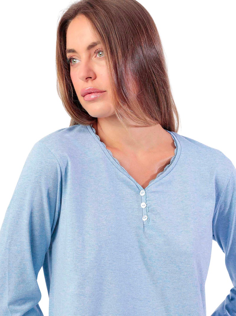 Pigiama a maniche lunghe con stelle e righe da donna ADMAS CLASSIC Blu - Kiabi
