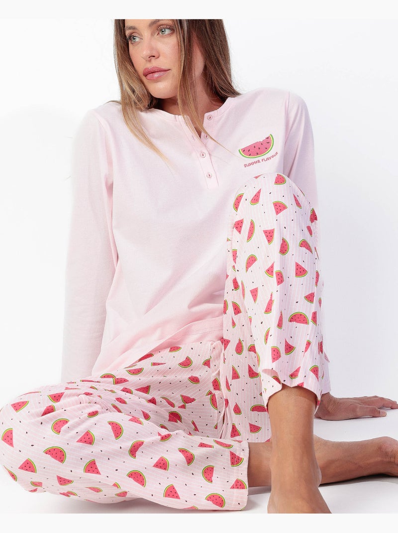 Pigiama a maniche lunghe da donna ADMAS Anguria Rosa - Kiabi