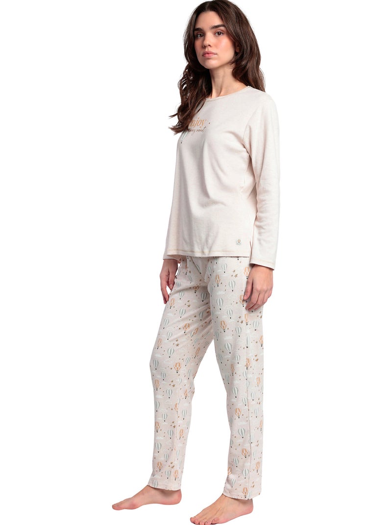 Pigiama a maniche lunghe da donna ADMAS Enjoy Every Moment Beige - Kiabi