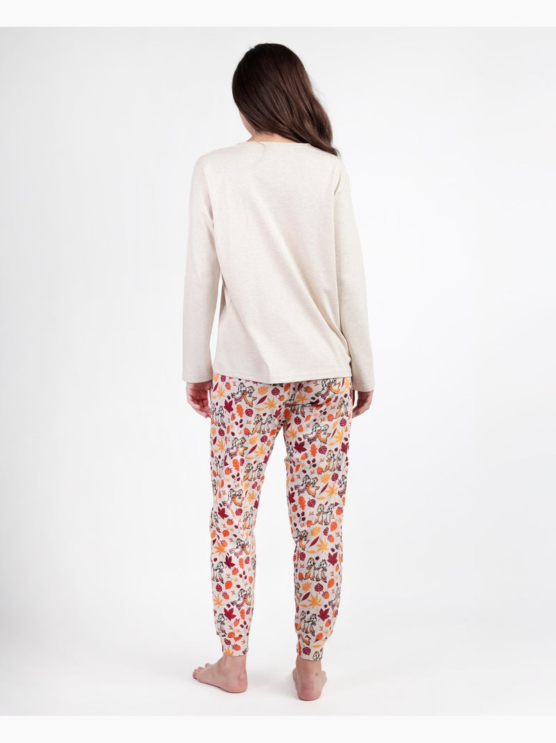 Pigiama a maniche lunghe da donna DISNEY Chip N'Dale Beige - Kiabi