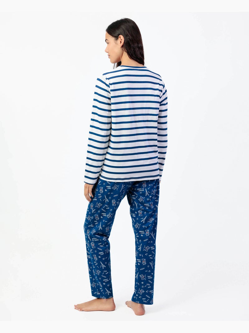 Pigiama a maniche lunghe da donna DISNEY Marie Paris Blu - Kiabi