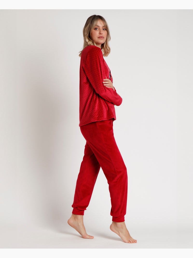 Pigiama a maniche lunghe da donna DISNEY Velvet King Mickey Bordeaux - Kiabi