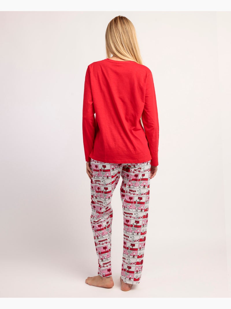 Pigiama a maniche lunghe da donna PEANUTS Love Valentines Rosso - Kiabi