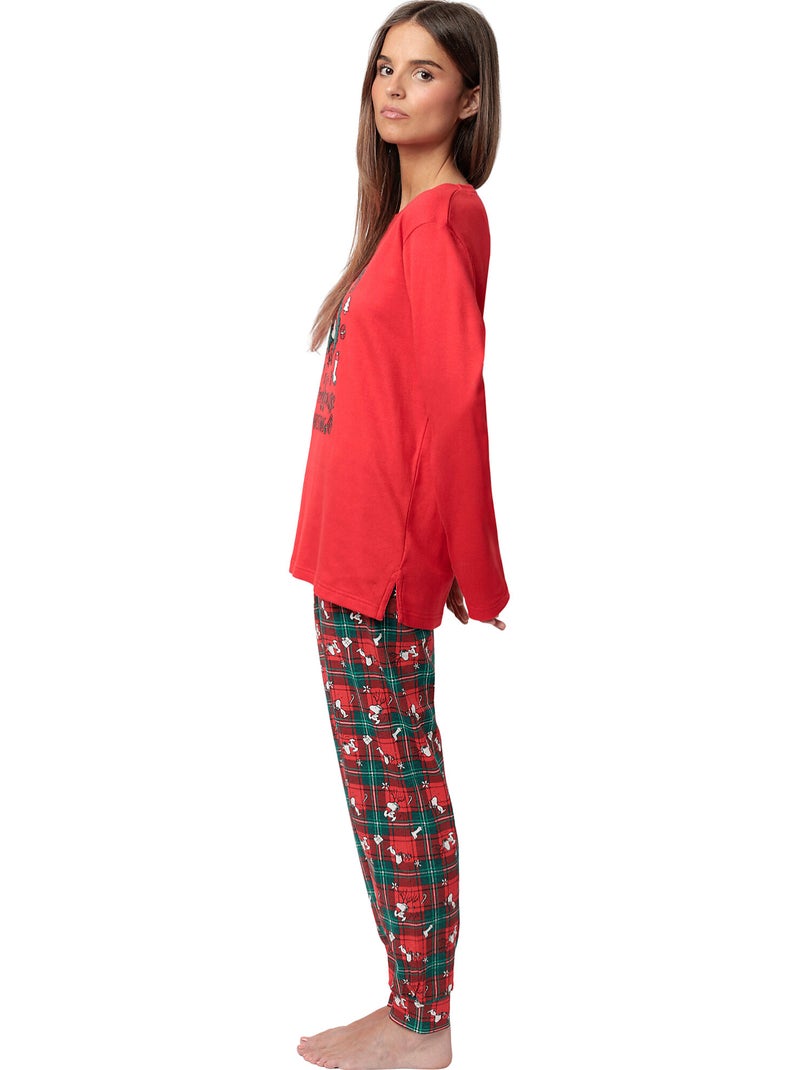 Pigiama a maniche lunghe da donna PEANUTS Renna Crossing Rosso - Kiabi