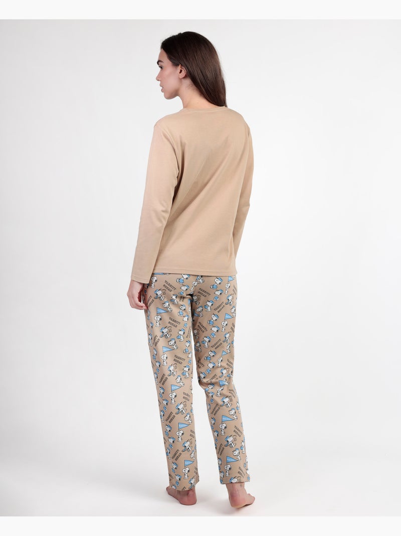 Pigiama a maniche lunghe da donna Varsity Squad dei PEANUTS Cammello - Kiabi