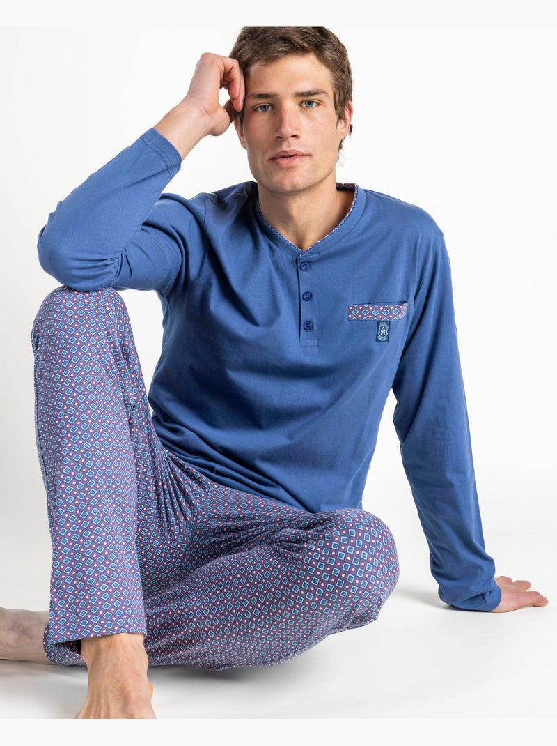 Pigiama a maniche lunghe da uomo ADMAS CLASSIC Sterling Blu - Kiabi