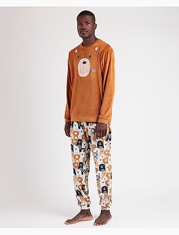 Pigiama a maniche lunghe da uomo ADMAS Velvet Family Bear