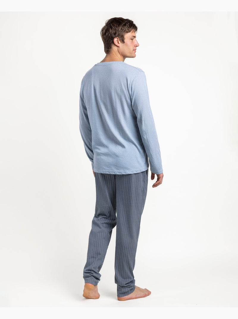 Pigiama a maniche lunghe da uomo ANTONIO MIRO Checkin Blu - Kiabi