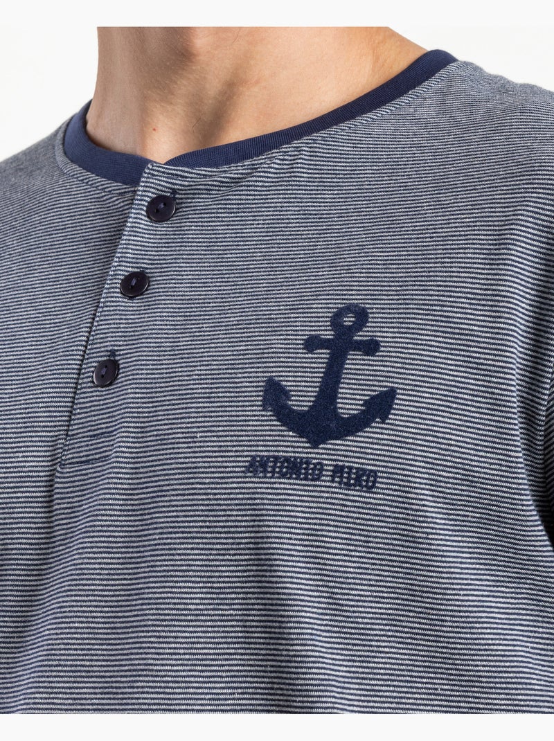 Pigiama a maniche lunghe da uomo ANTONIO MIRO con motivo Anchor Blu marino - Kiabi