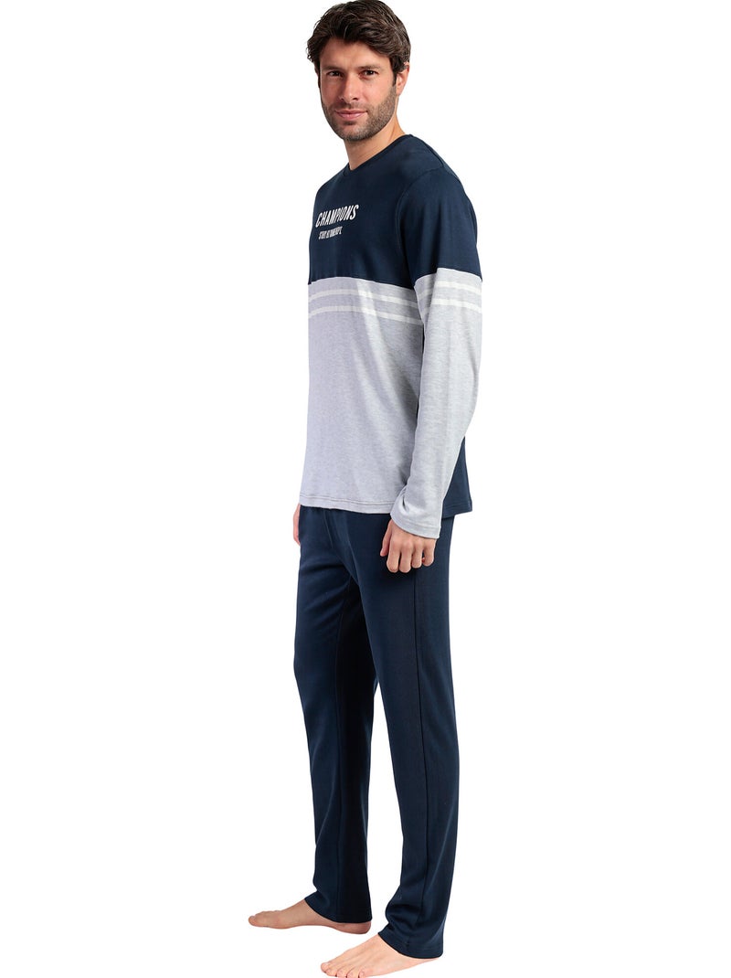 Pigiama a maniche lunghe da uomo Champions STAY AT HOME Blu marino - Kiabi