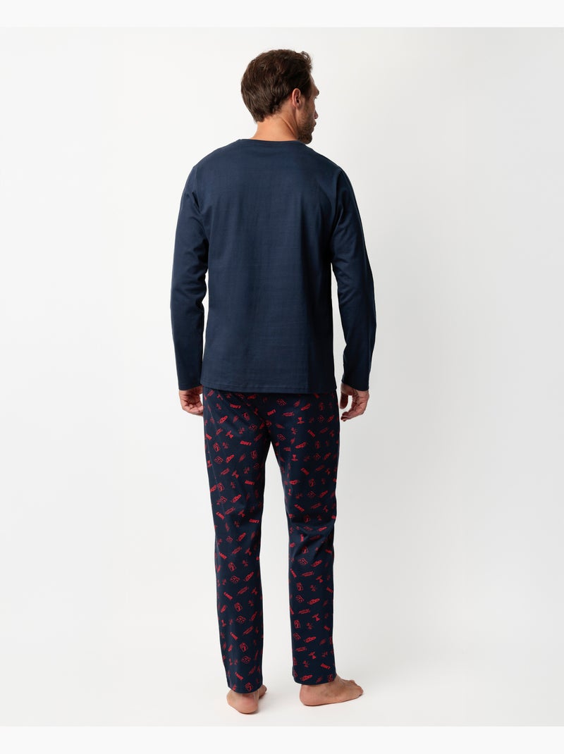 Pigiama a maniche lunghe da uomo con scritta Neon McQueen di CARS Blu marino - Kiabi