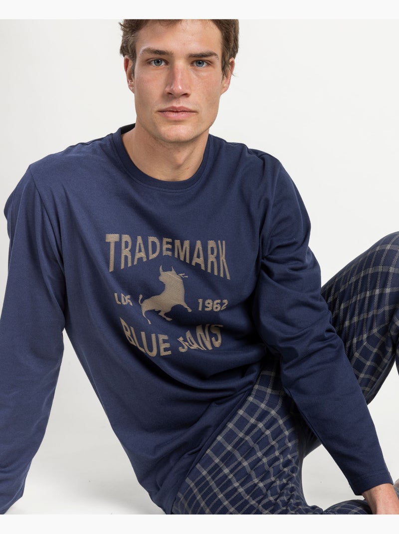 Pigiama a maniche lunghe da uomo LOIS Wanted & Wild Blu marino - Kiabi
