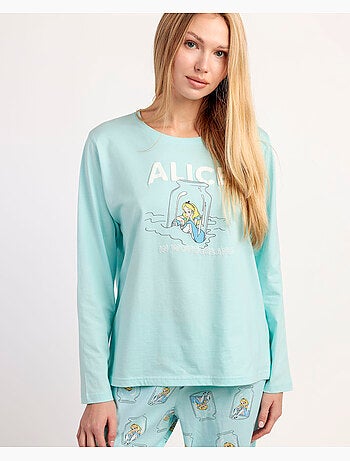Pigiama a maniche lunghe Disney Alice blu da donna