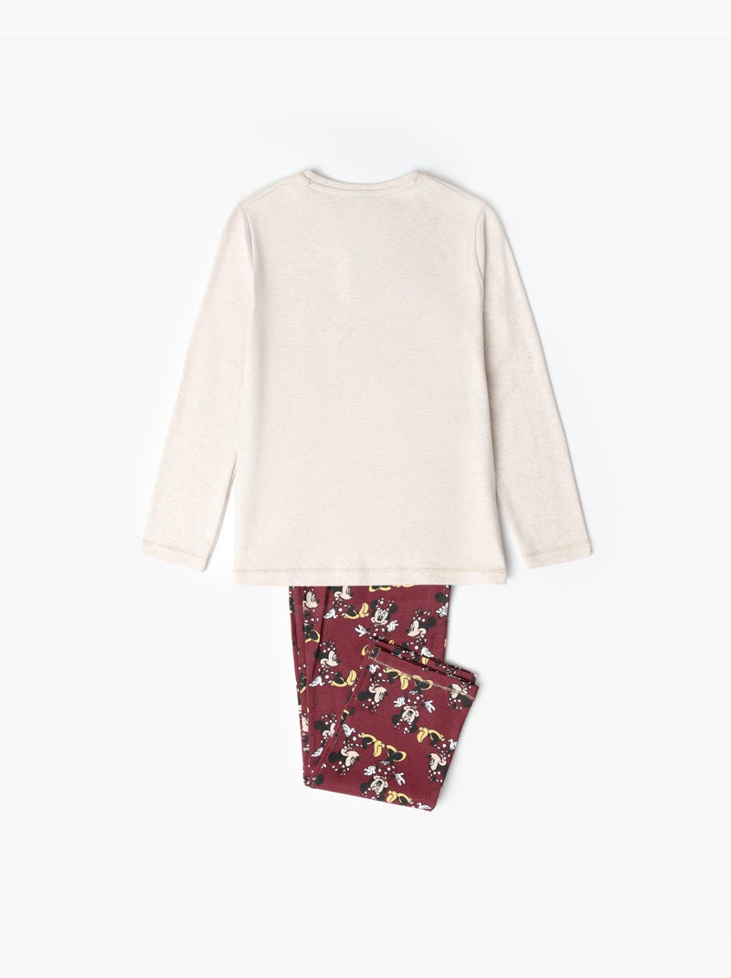 Pigiama a maniche lunghe DISNEY Minnie Mouse con bottone per bambine Ecru - Kiabi