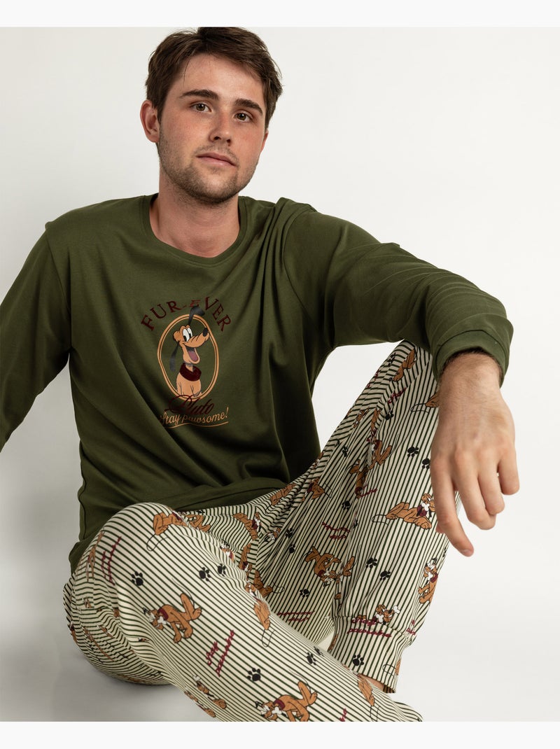 Pigiama a maniche lunghe Disney Pluto Stay Pawsome per uomo Verde - Kiabi