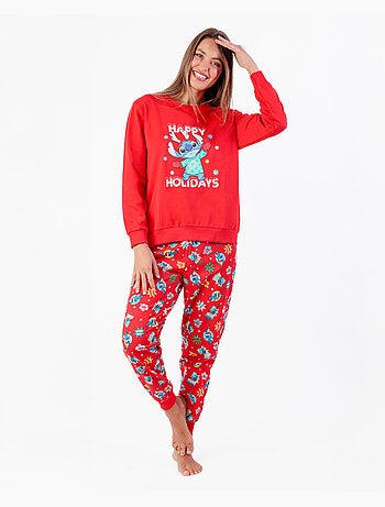 Pigiama a maniche lunghe Disney Stitch Happy Holidays per donna
