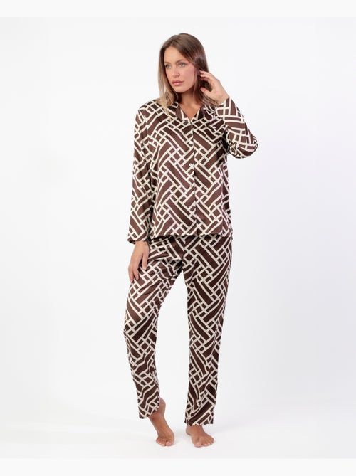 Pigiama a maniche lunghe geometrico di lusso da donna ADMAS LUXURY - Kiabi Pigiama a maniche lunghe geometrico di lusso da donna ADMAS LUXURY - Kiabi