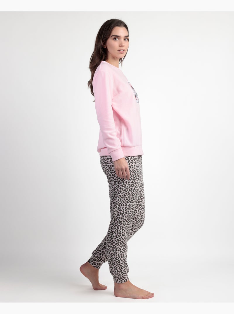 Pigiama a maniche lunghe in caldo tessuto Minnie da donna DISNEY Rosa - Kiabi