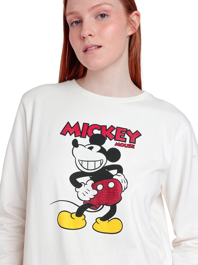 Pigiama a maniche lunghe in peluche DISNEY da donna, modello Topolino Ecru - Kiabi