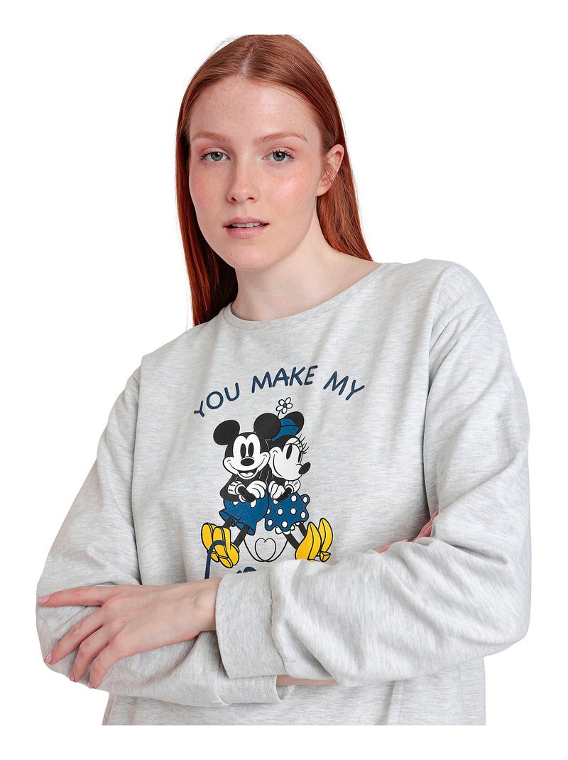 Pigiama a maniche lunghe in peluche DISNEY da donna You Make Me Love Grigio - Kiabi