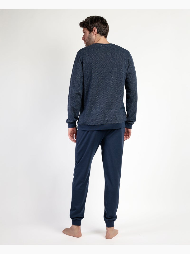 Pigiama a maniche lunghe in pile Ridge da uomo ANTONIO MIRO Blu marino - Kiabi