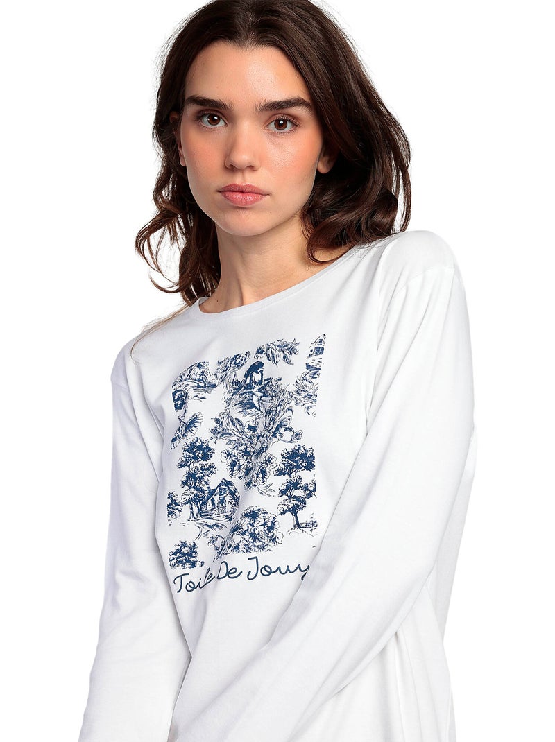 Pigiama a maniche lunghe in Toile De Jouy da donna ADMAS CLASSIC Blu - Kiabi