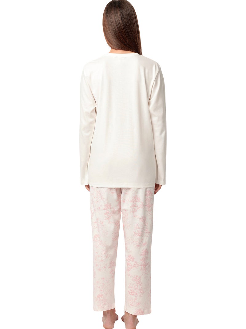Pigiama a maniche lunghe in Toile De Jouy da donna ADMAS CLASSIC Rosa - Kiabi
