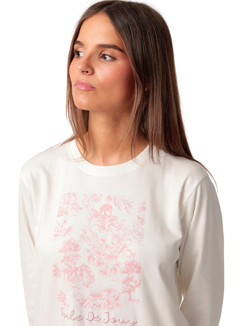 Pigiama a maniche lunghe in Toile De Jouy da donna ADMAS CLASSIC Rosa - Kiabi