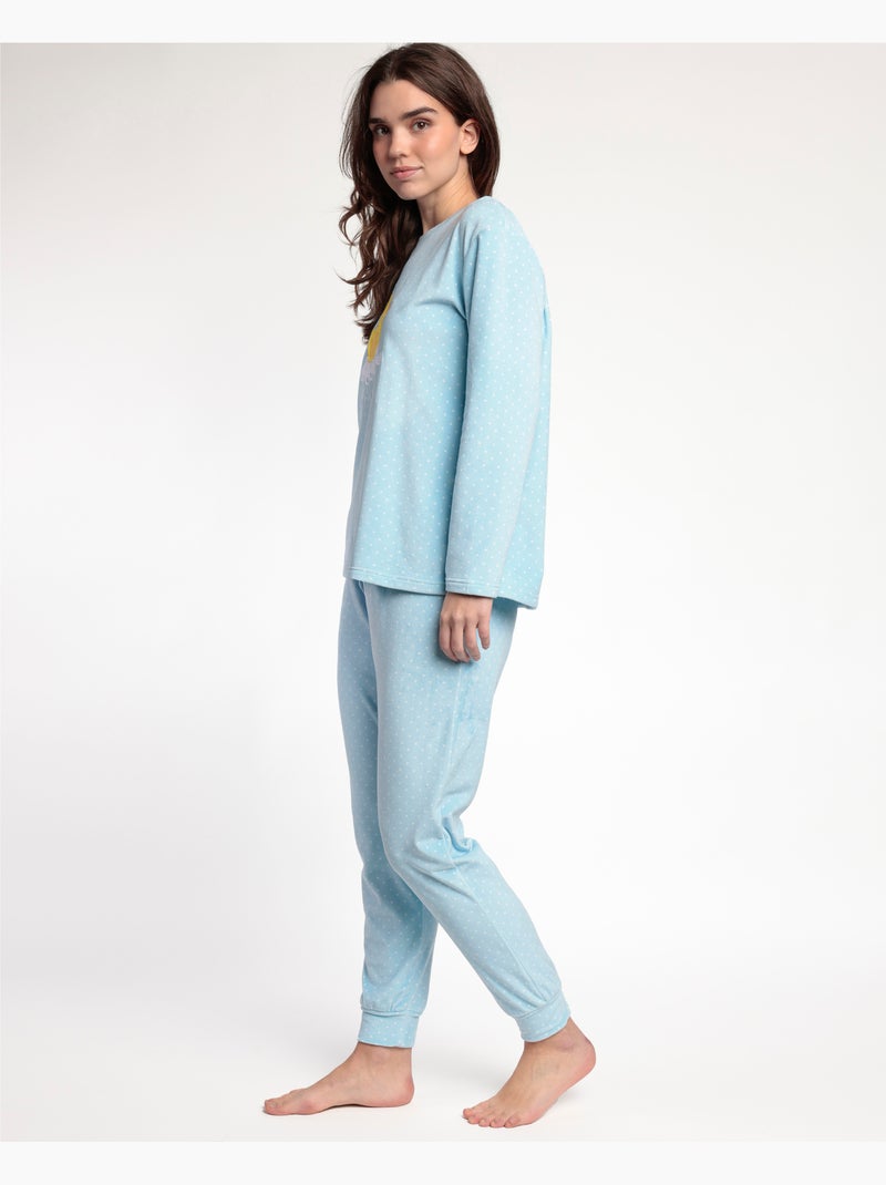 Pigiama a maniche lunghe in velluto con dolce anatroccolo ADMAS da donna Blu - Kiabi