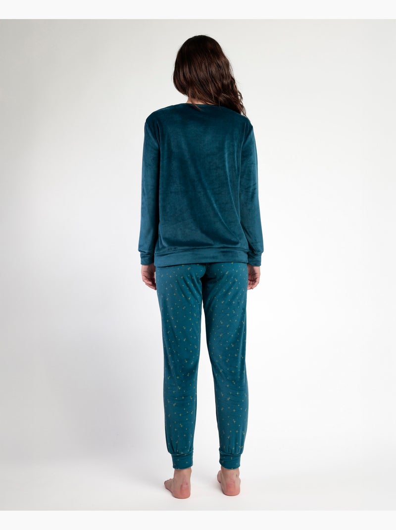 Pigiama a maniche lunghe in velluto con ruota cosmica da donna DISNEY Blu - Kiabi