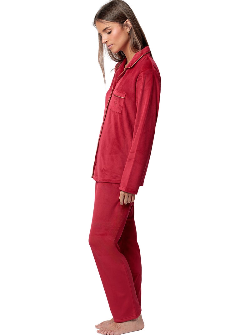 Pigiama a maniche lunghe in velluto di lusso con maniche aperte da donna ADMAS CLASSIC Rosso - Kiabi