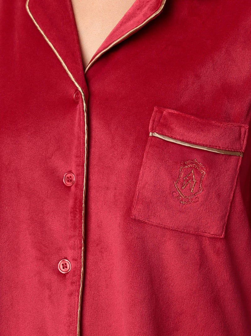 Pigiama a maniche lunghe in velluto di lusso con maniche aperte da donna ADMAS CLASSIC Rosso - Kiabi