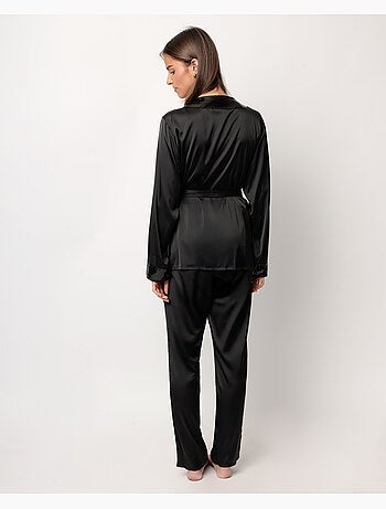Pigiama a maniche lunghe incrociato in raso Glam Luxe da donna ADMAS LUXURY