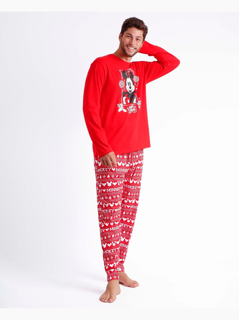 Pigiama a maniche lunghe natalizio da uomo DISNEY Mickey Rosso - Kiabi