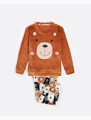 Pigiama a maniche lunghe per bambine ADMAS Velvet Bear Family