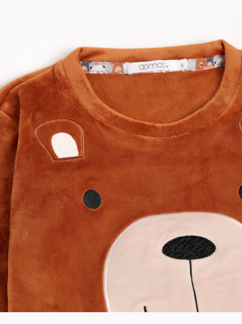 Pigiama a maniche lunghe per bambine ADMAS Velvet Bear Family Marrone - Kiabi