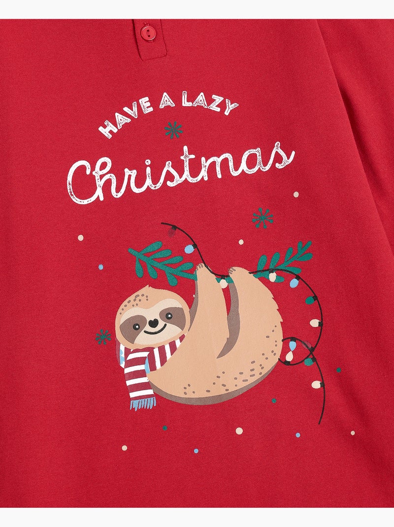 Pigiama a maniche lunghe per bambini ADMAS Have a Lazy Christmas Rosso - Kiabi
