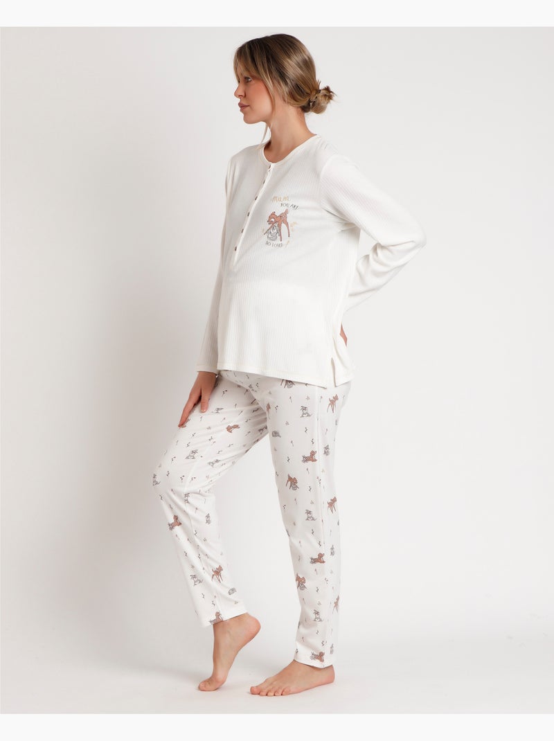 Pigiama a maniche lunghe per la maternità DISNEY Bambi You Are So Loved da donna Ecru - Kiabi