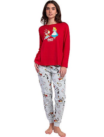Pigiama a maniche lunghe rosso Alice nel paese delle meraviglie DISNEY da donna