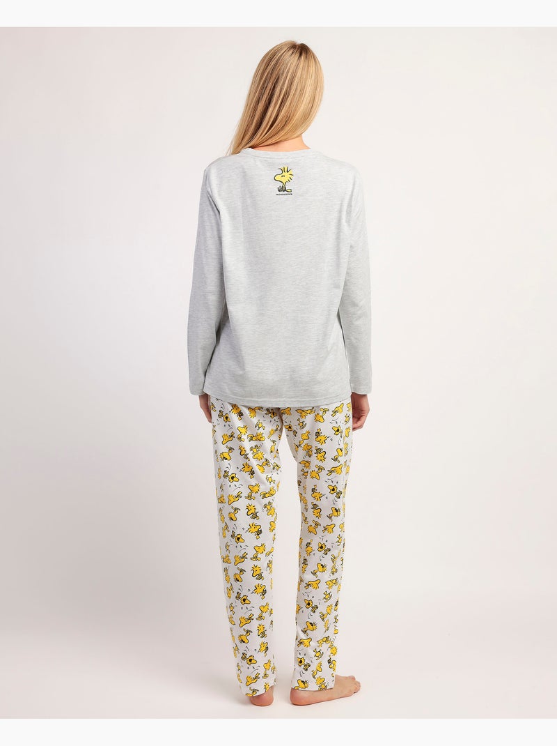 Pigiama a maniche lunghe Woodstock da donna PEANUTS Grigio melangiato - Kiabi