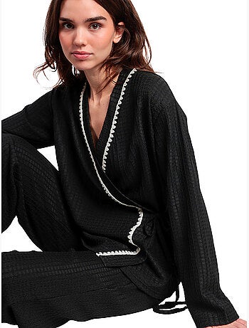 Pigiama a punto croce aperto a maniche lunghe da donna ADMAS LUXURY