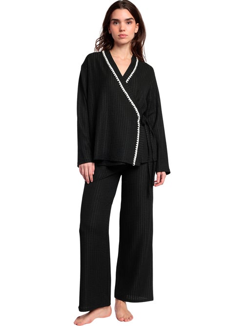 Pigiama a punto croce aperto a maniche lunghe da donna ADMAS LUXURY - Kiabi